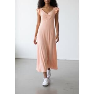 NWT Rachel Comey Bisou Peach Pleated Flutter Sleeve Midi Dress Size 4